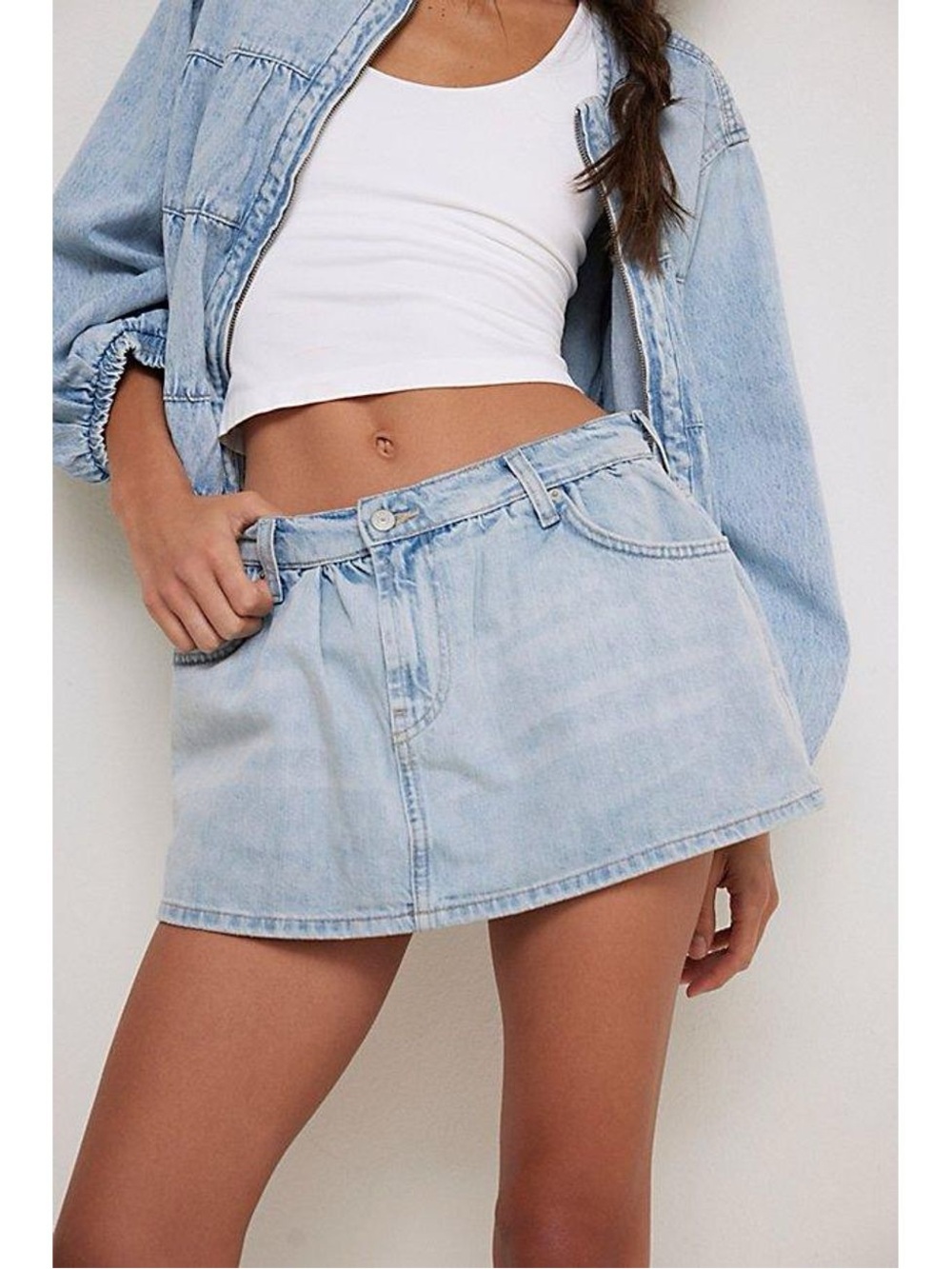 NWT We the Free Light Wash Denim Mini Skirt - Women